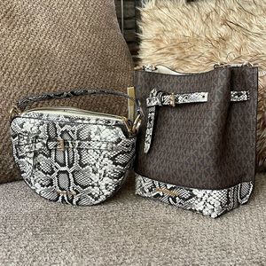 Michael Kors crossbody and bucket bag bundle